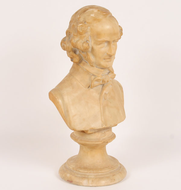 Appraisal: Alabaster bust of Felix Mendelssohn th century German composer mounted