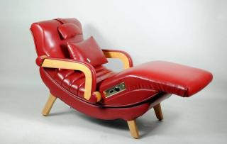 Appraisal: Modernist Red Vinyl Power Chair Modernist red vinyl power reclining