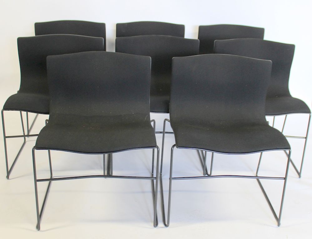 Appraisal: Handkerchief Vignelli Knoll Studio Black Chairs Upholstered stacking chairs -