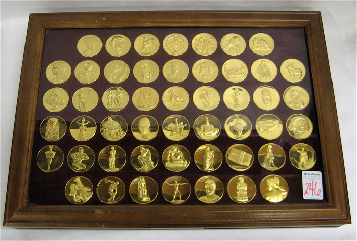 Appraisal: COLLECTION OF FIFTY K GOLD ON BRONZE MEDALS titled The