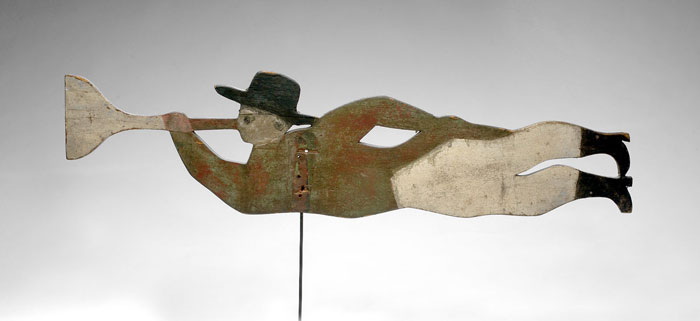 Appraisal: COASTAL NEW ENGLAND WHALER WEATHERVANE IN OLD PAINT LAST QUARTER