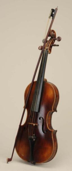 Appraisal: Continental Violin with Bow Description Bears paper label inscribed Copy