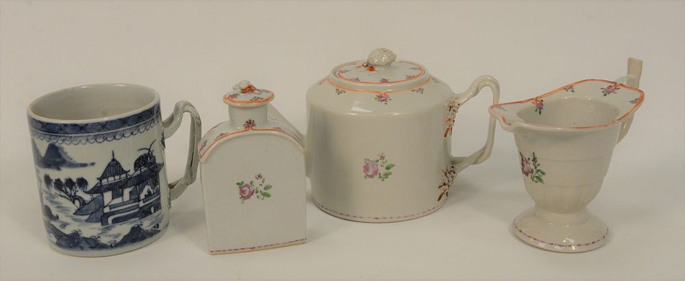 Appraisal: Chinese Export Group four pieces to include tea caddy with