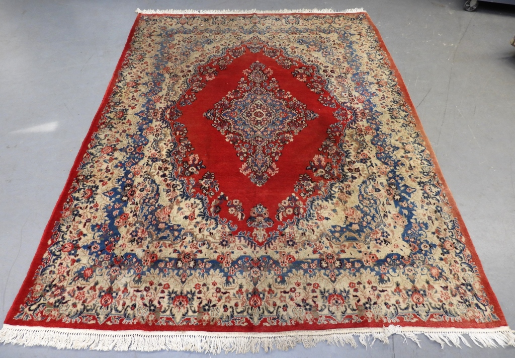 Appraisal: PERSIAN KAZMIR BOTANICAL RUG Middle East th CenturyPink red blue