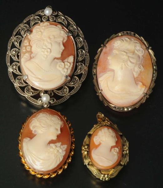 Appraisal: Lot of Antique Cameo Pins Description Includes one in Sterling