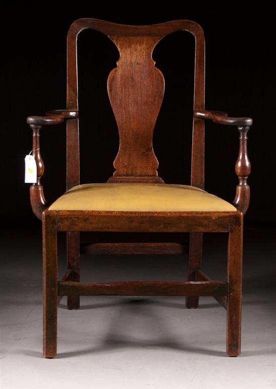 Appraisal: George III walnut armchair fourth quarter- th century with urn-form