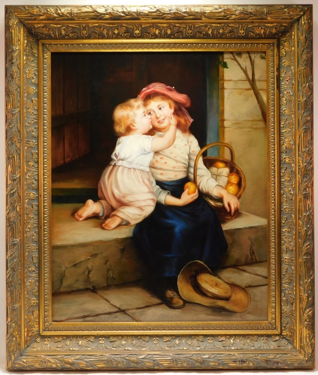 Appraisal: LG IMPRESSIONIST CHILDREN PORTRAIT PAINTING th Century Depicts a young