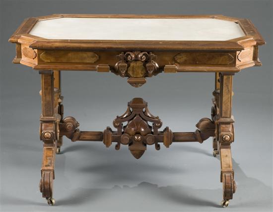 Appraisal: Renaissance Revival octagonal marble top table th century White marble