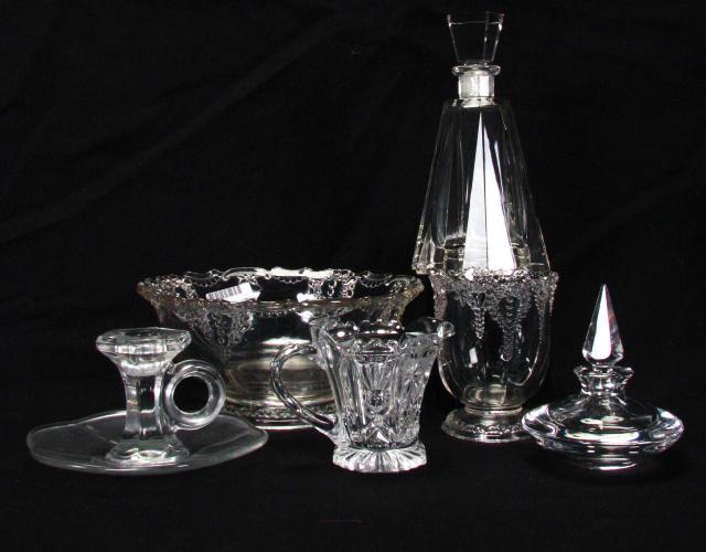 Appraisal: Group of Antique Pattern Glass including pedestal bowl spooner candlestick