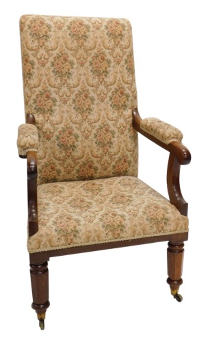 Appraisal: A Victorian oak open armchair with a padded back armrest