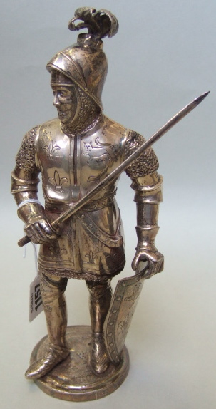 Appraisal: A Victorian silver figure of a Knight in armour London