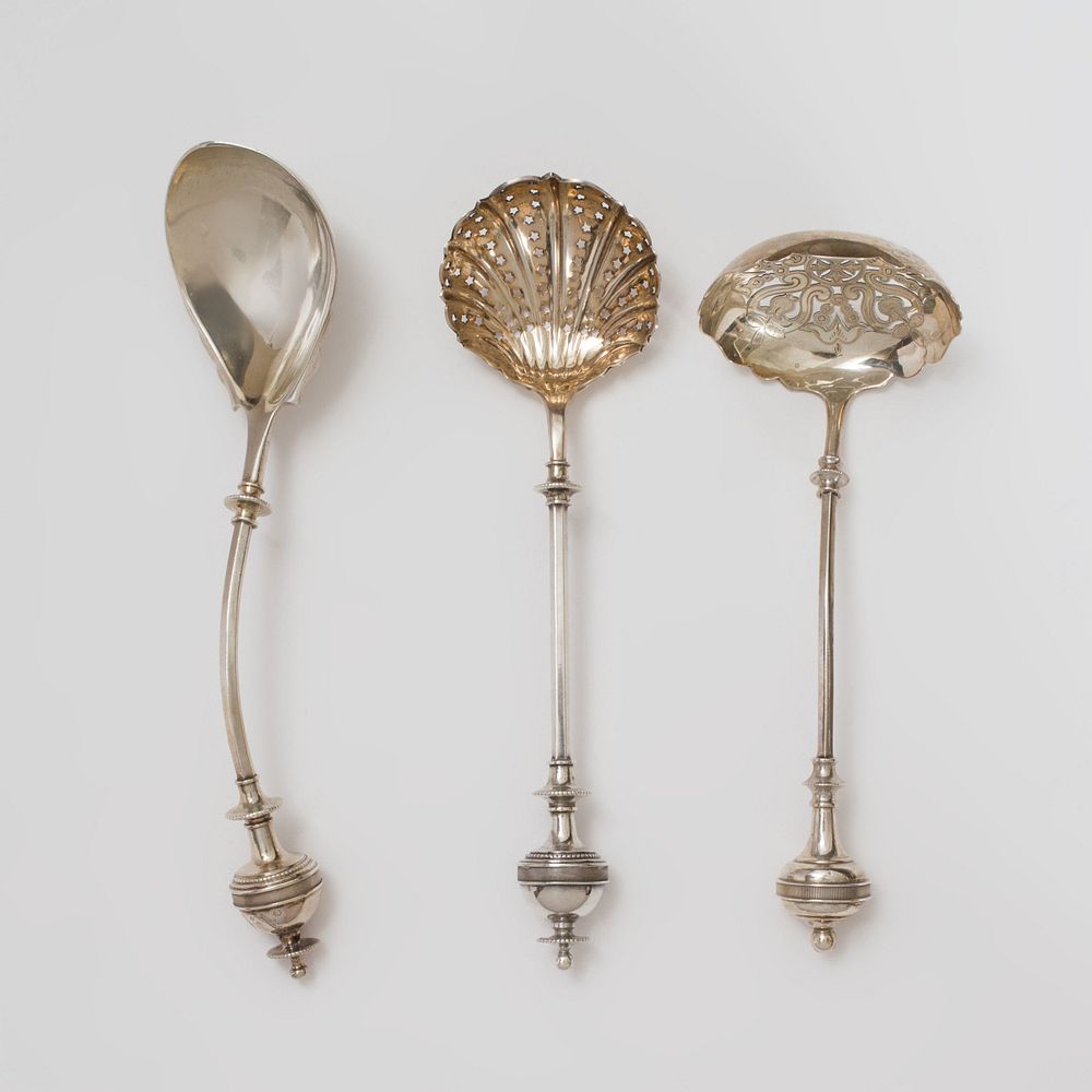 Appraisal: Group of Three George Sharp Design Silver Serving Pieces Each