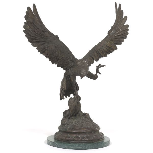 Appraisal: BRONZE EAGLE AFTER JULES MOIGNIEZ FRENCH - x Cast bronze