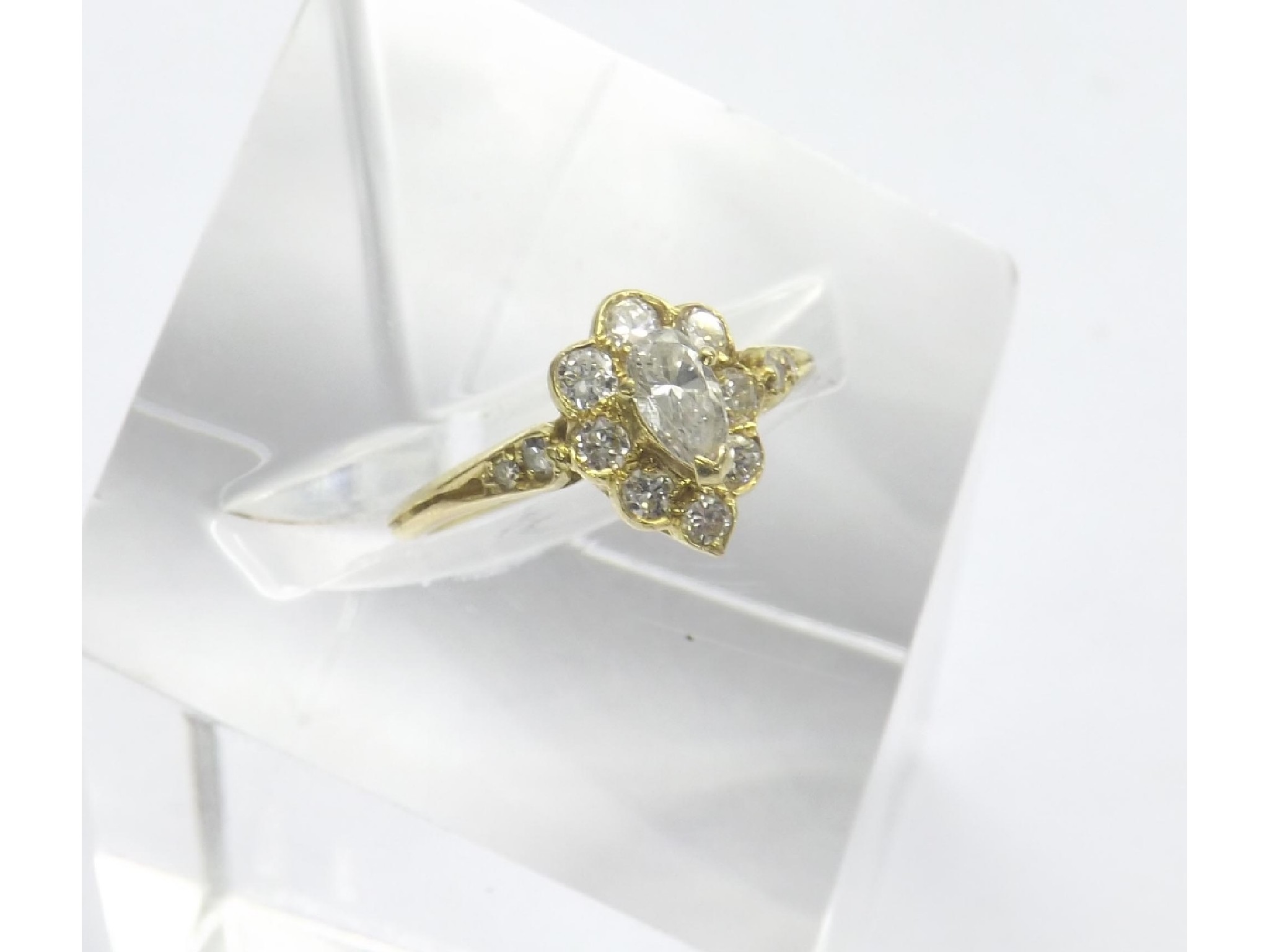 Appraisal: ct yellow gold diamond cluster ring the pear shaped diamond