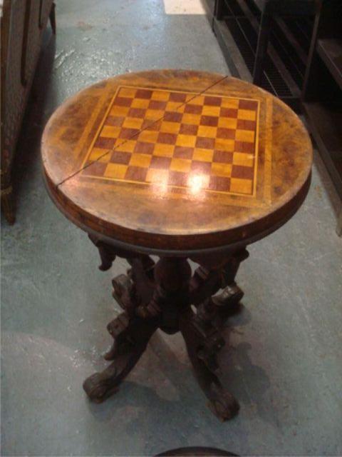 Appraisal: Inlaid Victorian Game Table With tops as is From a