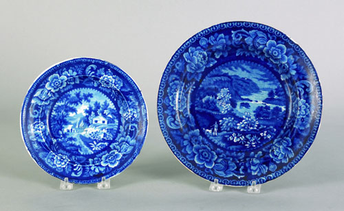 Appraisal: Two historical blue Staffordshire plates th c depicting A View