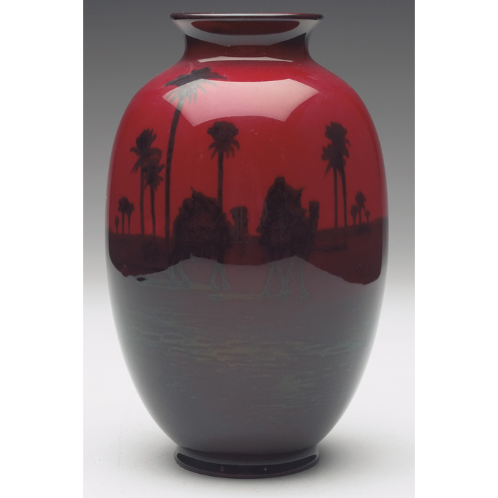 Appraisal: Royal Doulton vase red flambe glaze with a painted desert