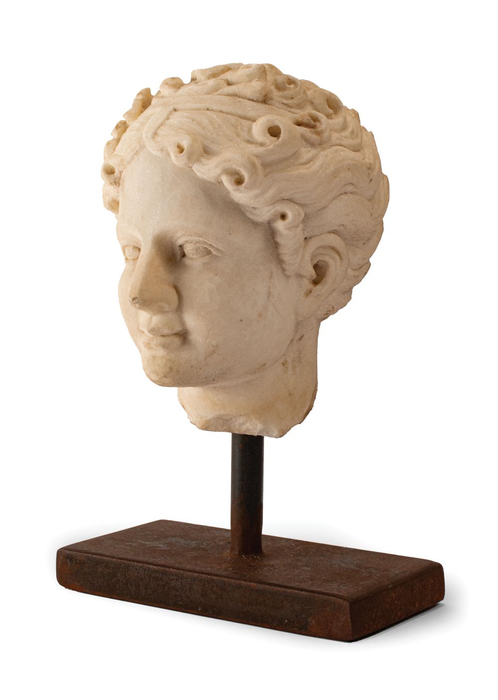 Appraisal: Italian Marble Head After the Antique iron base h in