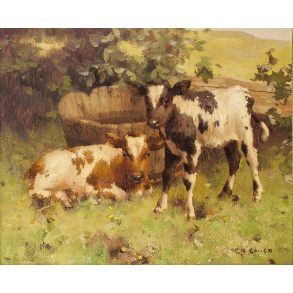 Appraisal: DAVID GAULD R S A SCOTTISH - CALVES BY A