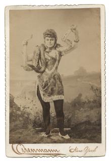 Appraisal: Female Snake Charmer Cabinet Card New York Eisenmann ca Sepia-toned