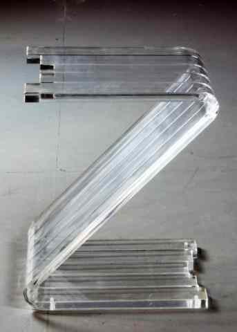 Appraisal: Clear Lucite Side Table in Zig Zag ShapeVery modern clear