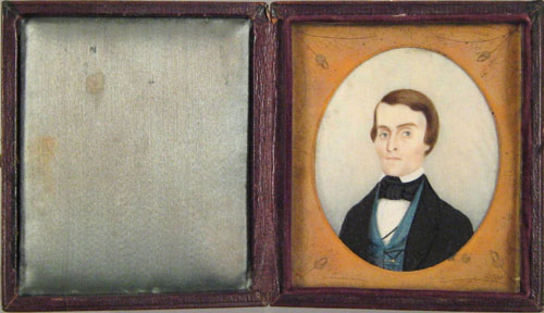 Appraisal: American miniature watercolor on ivory portrait of a gentleman th