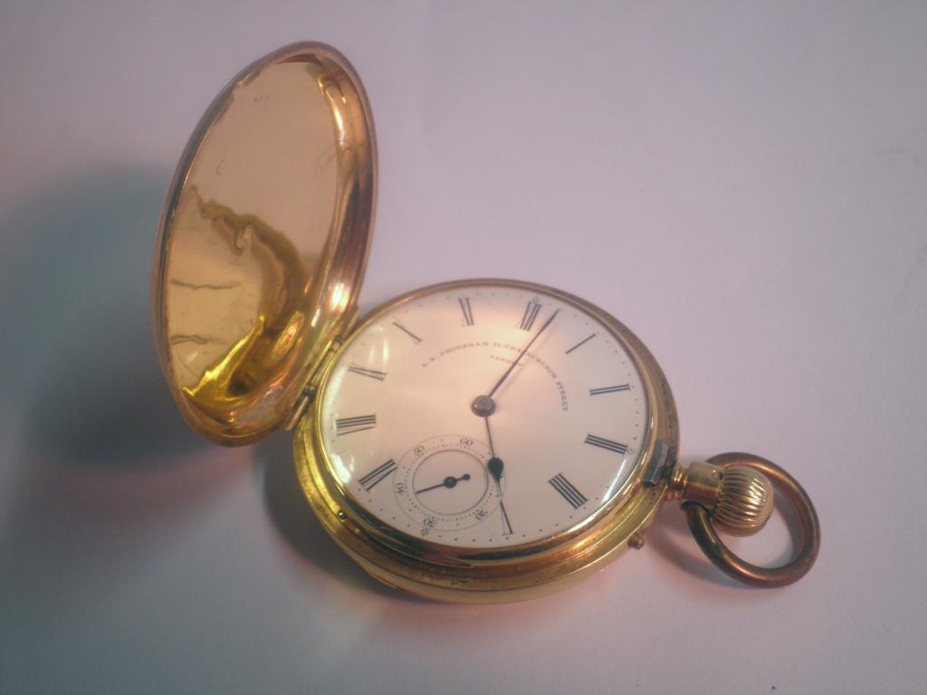 Appraisal: An ct gold full hunter pocket watch hallmark London dial