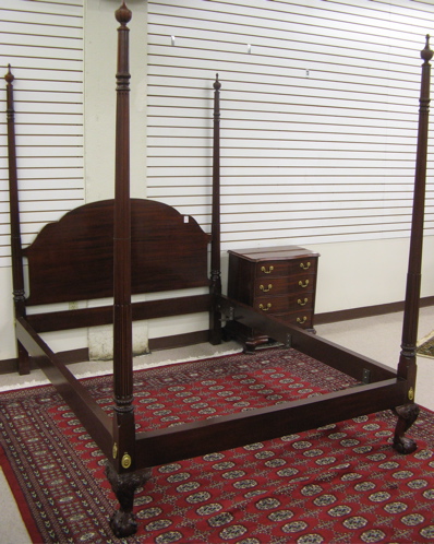 Appraisal: CHIPPENDALE STYLE MAHOGANY FOUR-POST QUEEN BED Councill Craftsmen th century