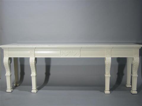 Appraisal: DOROTHY DRAPER STYLE WHITE CONSOLE TABLE The rectangular console table