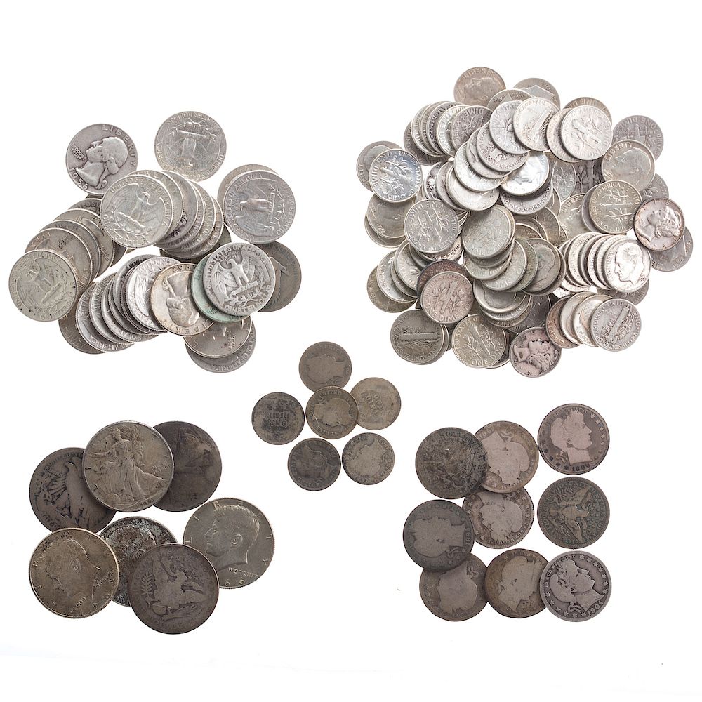 Appraisal: Mixed US Silver Coins Silver Quarters Halves - - and