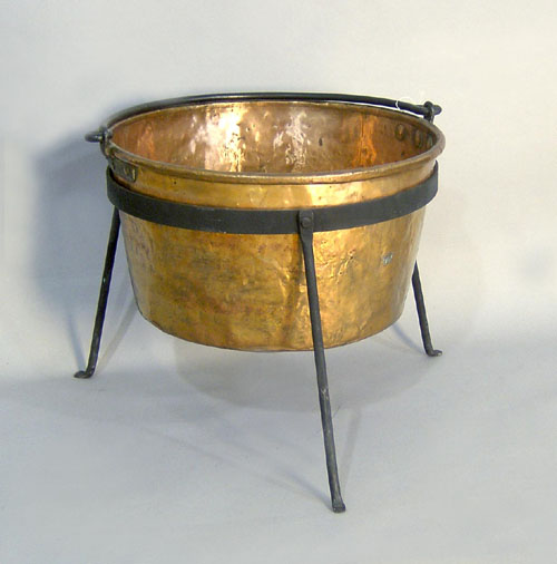 Appraisal: Copper apple butter kettle with iron stand