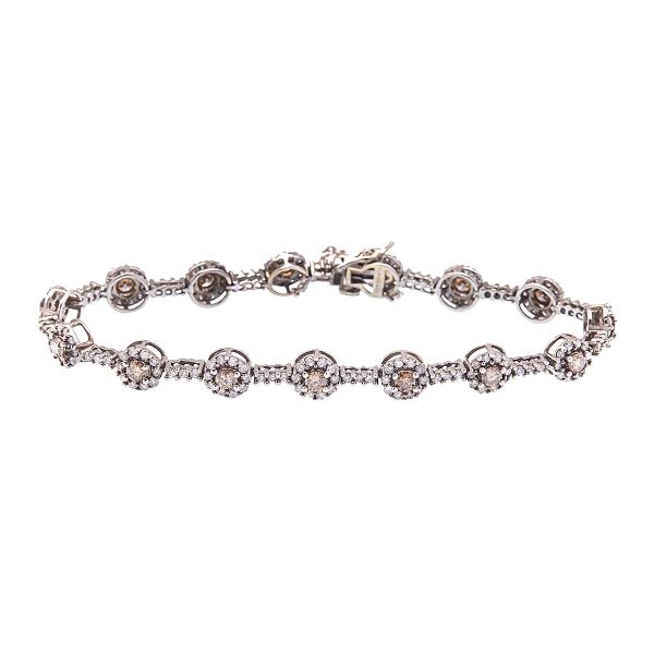 Appraisal: k White Gold Bracelet set with brilliant cut champagne diamonds