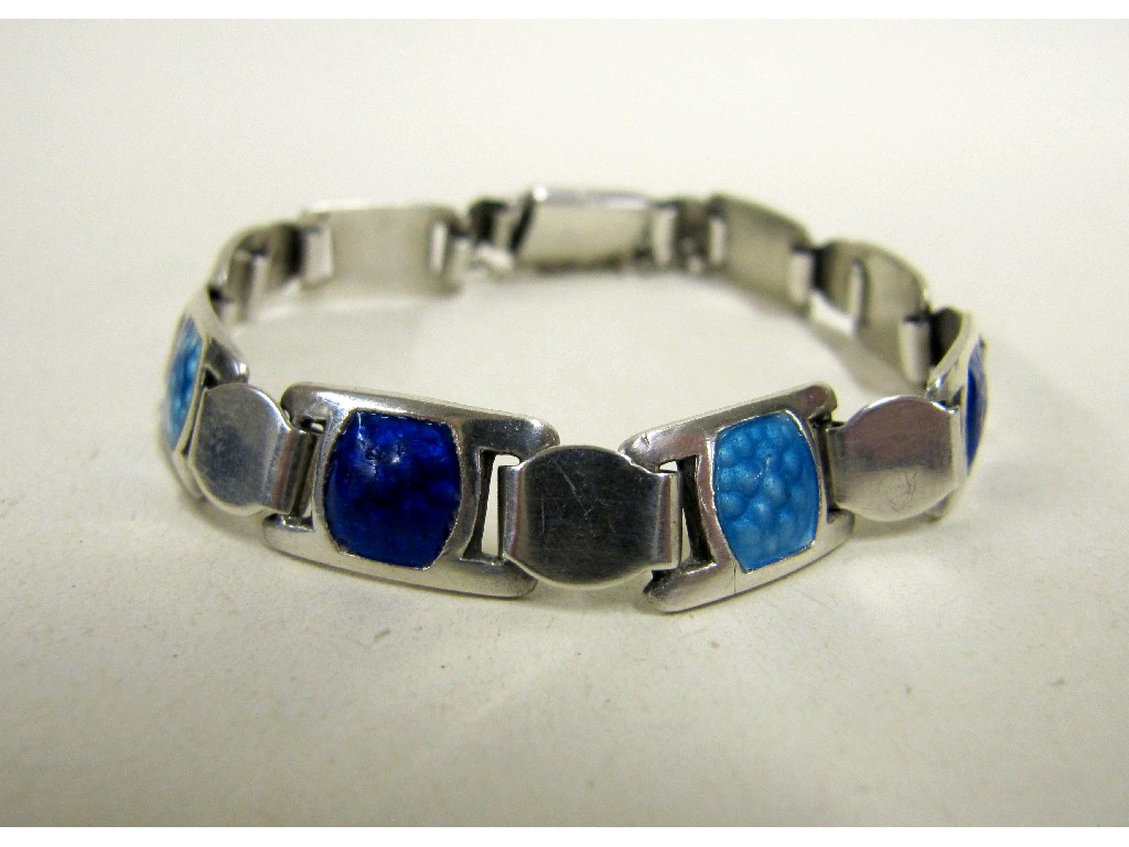 Appraisal: Arts and Crafts silver and enamel bracelet by James Fenton