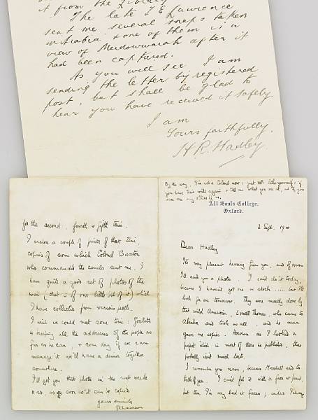 Appraisal: LAWRENCE THOMAS EDWARD - Autograph Letter Signed T E Lawrence