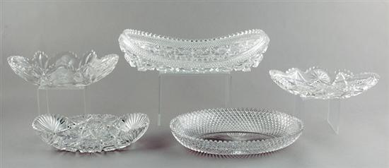 Appraisal: American cut-crystal dishes and centerbowls signed J Hoare Co centerbowl