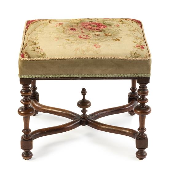 Appraisal: Sale Lot A William and Mary Style Walnut Stool th