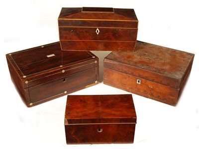 Appraisal: A th century yew wood box formerly fitted as a