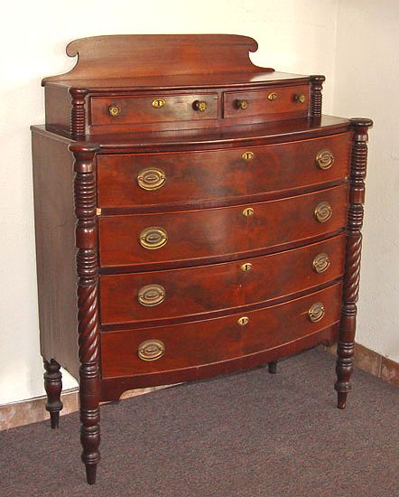 Appraisal: FEDERAL MAHOGANY DRAWER CHEST Bow front chest recessed drawers over