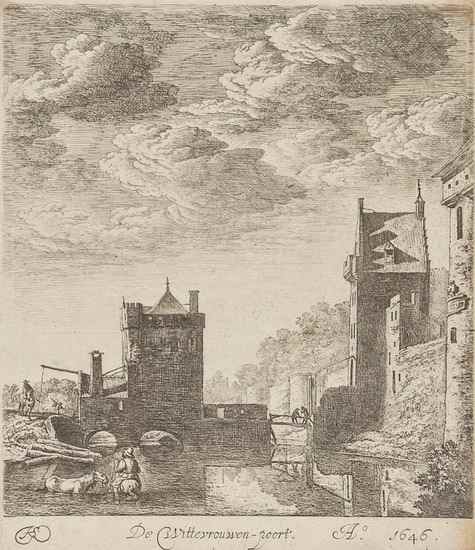 Appraisal: Herman Saftleven - Wittevrouwenpoort Utrecht etching on watermarked laid paper