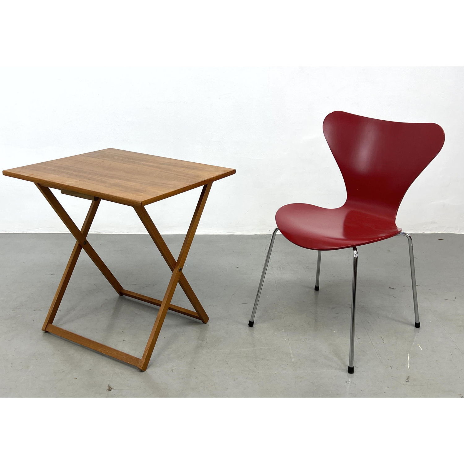 Appraisal: Bruksbo Teak Folding Table and Arne Jacobsen Fritz Hansen Ant