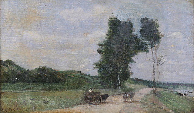 Appraisal: FOLLOWER OF JEAN BAPTISTE CAMILLE COROTA landscape with horse drawn