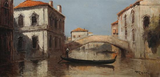 Appraisal: VIRGILIO RIPARI Italian - GONDOLA ON A VENETIAN CANAL signed