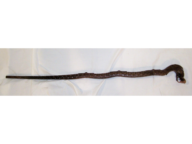 Appraisal: Carved Wooden Cane w Dragon Head Carved wood walking stick