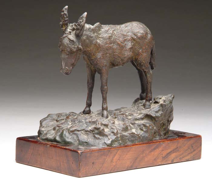 Appraisal: THOMAS CAMPAJOLA Italian THE BURRO Nice period bronze sculpture of