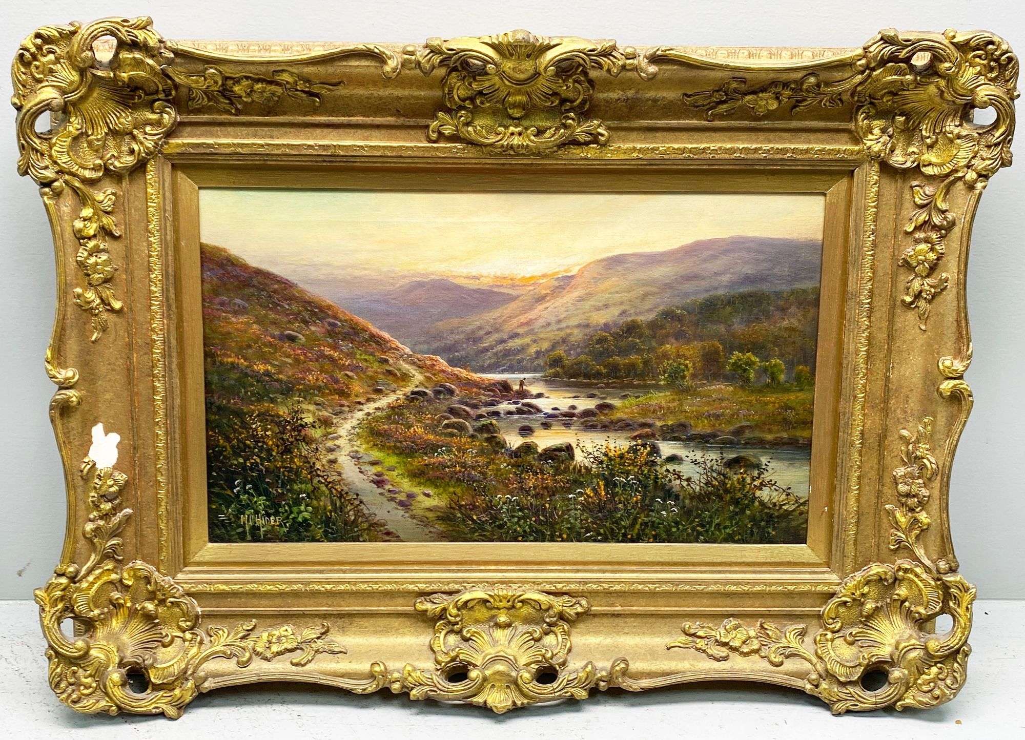 Appraisal: Frank Hider BRITISH - Oil on Canvas River Landscape by