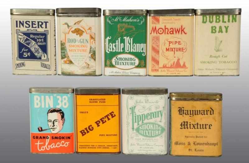 Appraisal: Lot of Vertical Pocket Tins with Paper Labels Description Includes