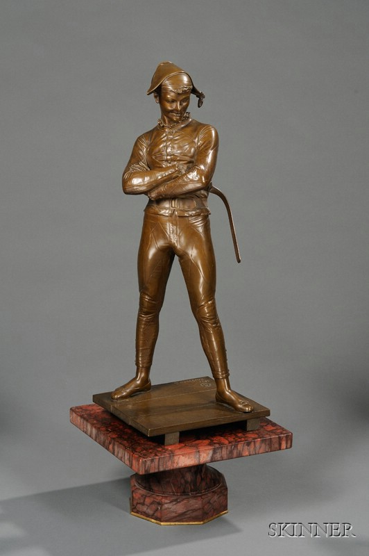 Appraisal: Rene de Saint-Marceaux French - Bronze Harlequin Figure the figure