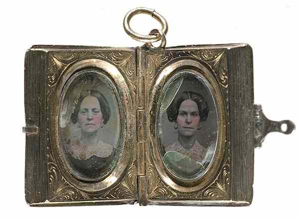 Appraisal: Daguerreian Jewelry Daguerreian Double-Sided Book Locket Featuring Portraits of Women