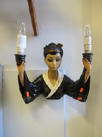 Appraisal: JAPANESE WOMAN LIGHT FITTING