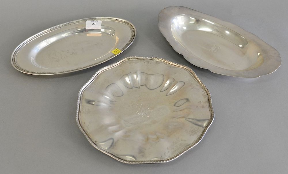 Appraisal: Three sterling silver dishes to include two oval and one